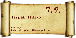 Tirpák Ildikó névjegykártya